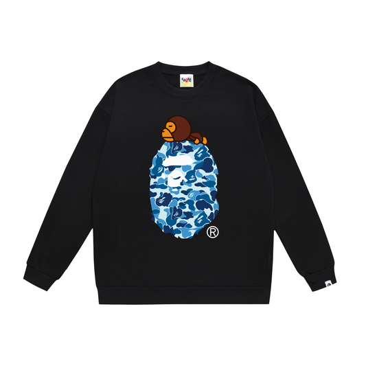A Bathing Ape Logo Hoodie Black/Blue