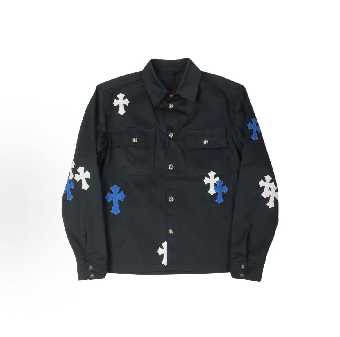 Chrome Hearts cotton cross stitch long sleeved shirt for men