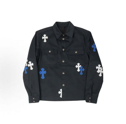 Chrome Hearts cotton cross stitch long sleeved shirt for men