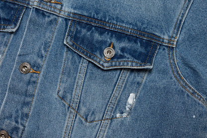 Off-White Diagonal Outline Paint Slim Fit Denim Jacket Blue