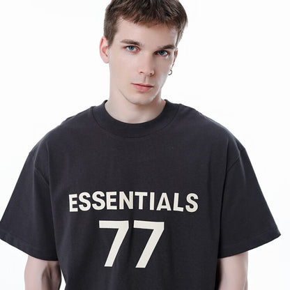 FOG Fear of God 23 Reunion Line 77 Velvet Short -sleeved ESSENTIALS casual T -shirt Black