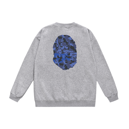 A Bathing Ape Blue Ape Head Print Hoodie Grey