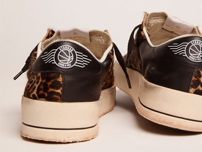 حذاء سنيكرز Stardan من GOLDEN GOOSE بالجلد الأسود بالكامل بلمسة نهائية عتيقة