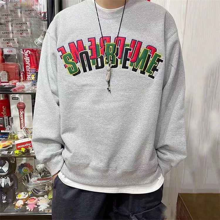 Supreme Stacked Crewneck Hoodie Grey