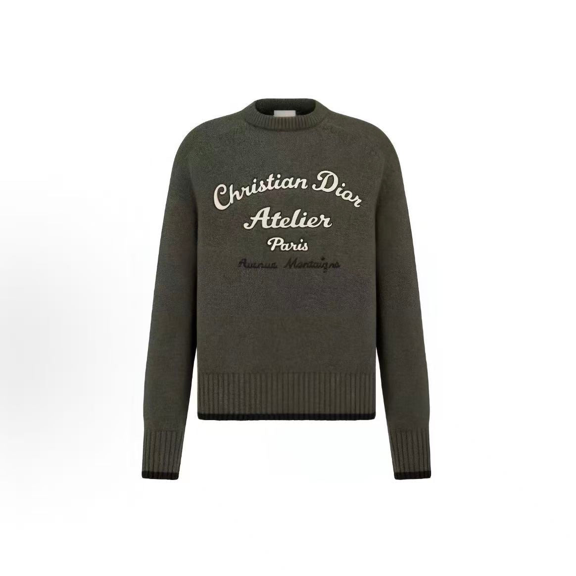 DIOR (Dior) - FallWinter 2022 - Letter Logo Embroidered Wool Long-Sleeve Sweater for Men - Black
