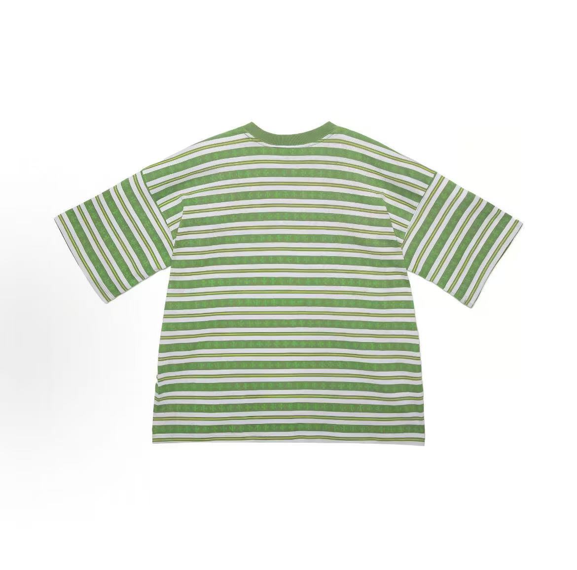 Chrome Hearts SS23 Striped Logo Printed Round Neck Pullover Short Sleeve T-Shirt for Men