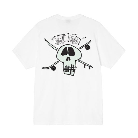 STUSSY 21HO SURF SKATE SKULL TEE
