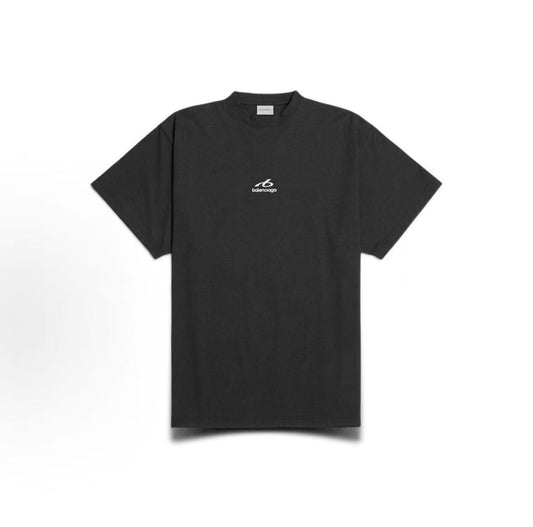 Balenciaga Streetwear Fall/Winter 2026 Round-neck Printed Drop-Shoulder Short-Sleeve T-shirt Loose Fit Men's Style