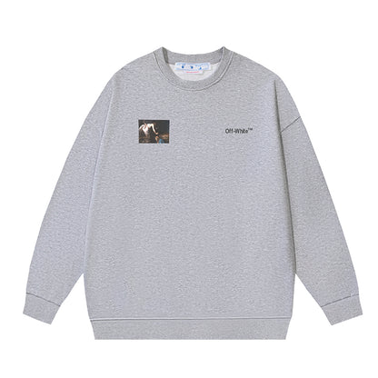 OFF WHITE CARAVAGGIO ANGEL ARROW CREW NECK HOODIE GREY
