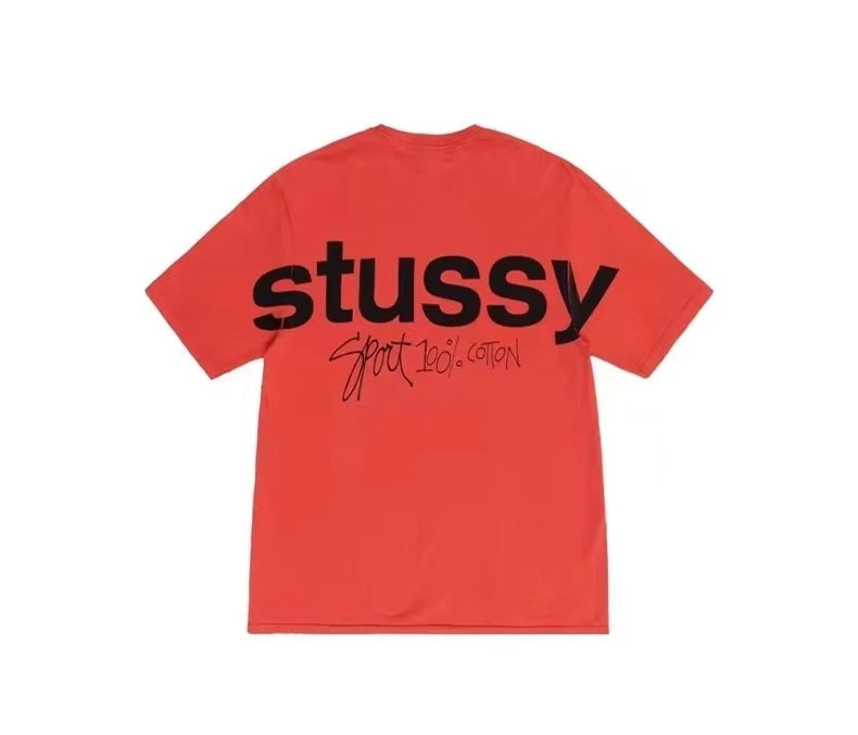 STUSSY HOLLOW LOGO TEE RED