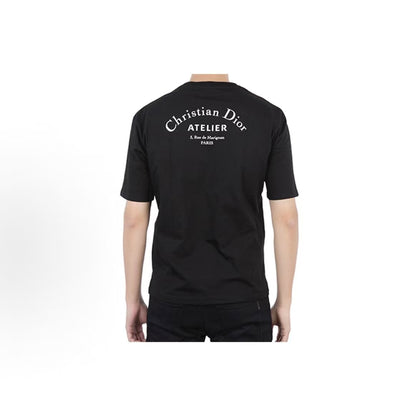 DIOR (Dior) SS20 "Christian Atelier" Logo Round-neck Short-sleeved T-shirt - Men's and Women's style are the same. Black color.