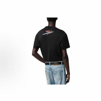 LOUIS VUITTON FW24 Letter Pattern Printed Round-neck Pullover Short-Sleeve T-shirt for Men - Black