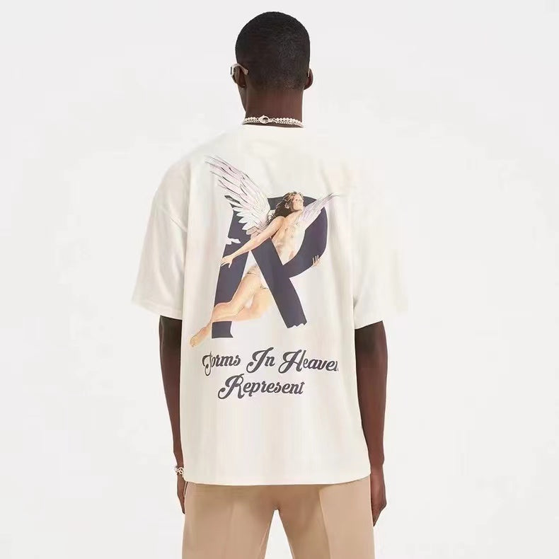 REPRESENT ANGEL PRINT TEE BEIGE