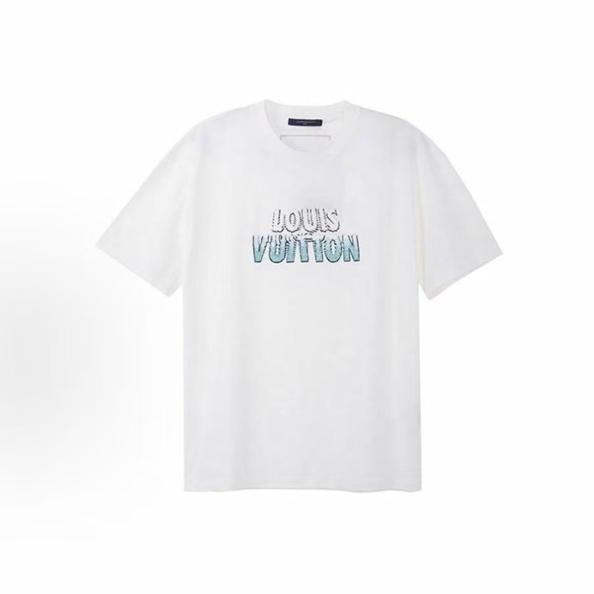 LOUIS VUITTON SS23 Beaded Letter Embroidery Casual Short-Sleeved T-Shirt for Men, White