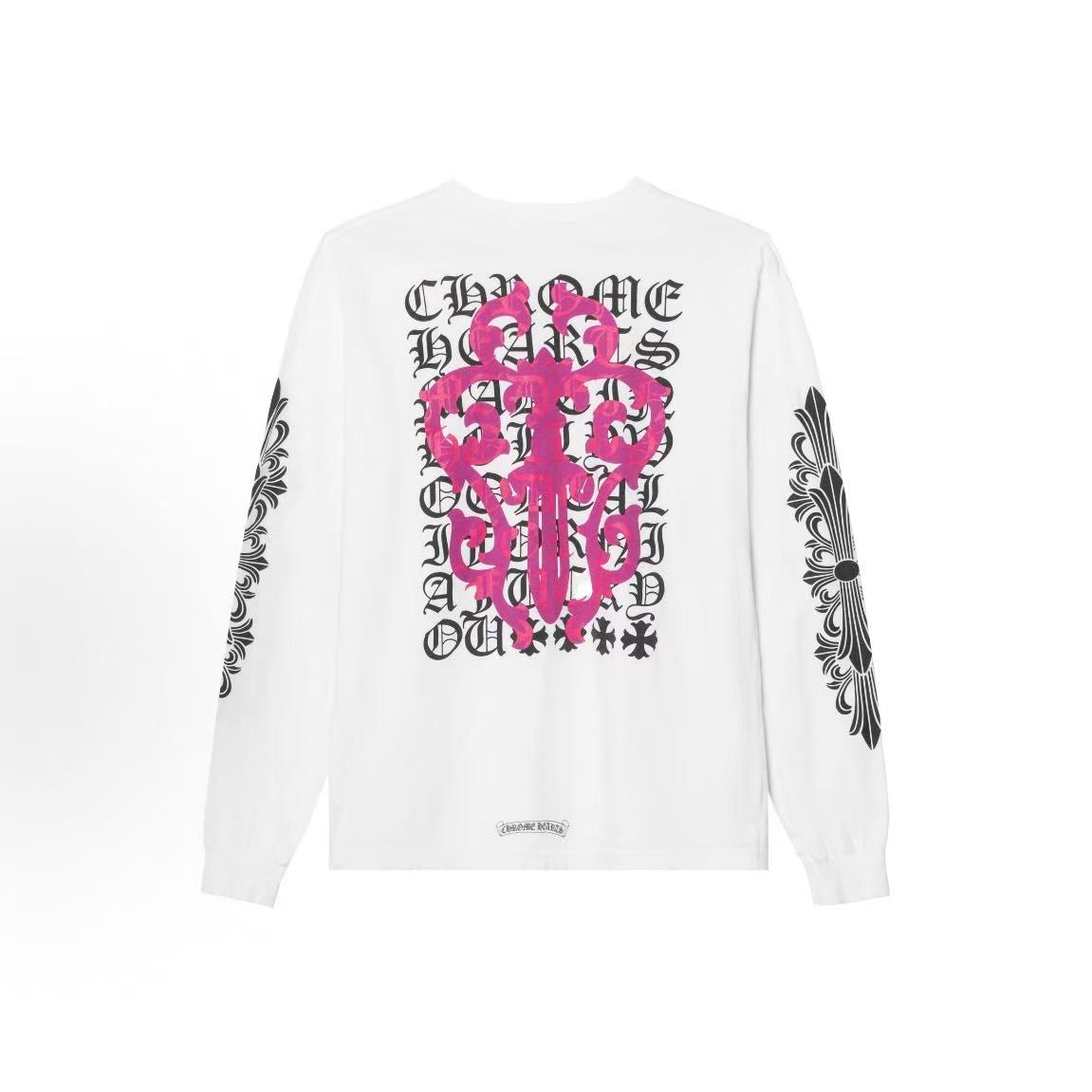 Chrome Hearts Crozier Lettered Print Round-neck Long-sleeved T-shirt (Men's and Women's style) - White