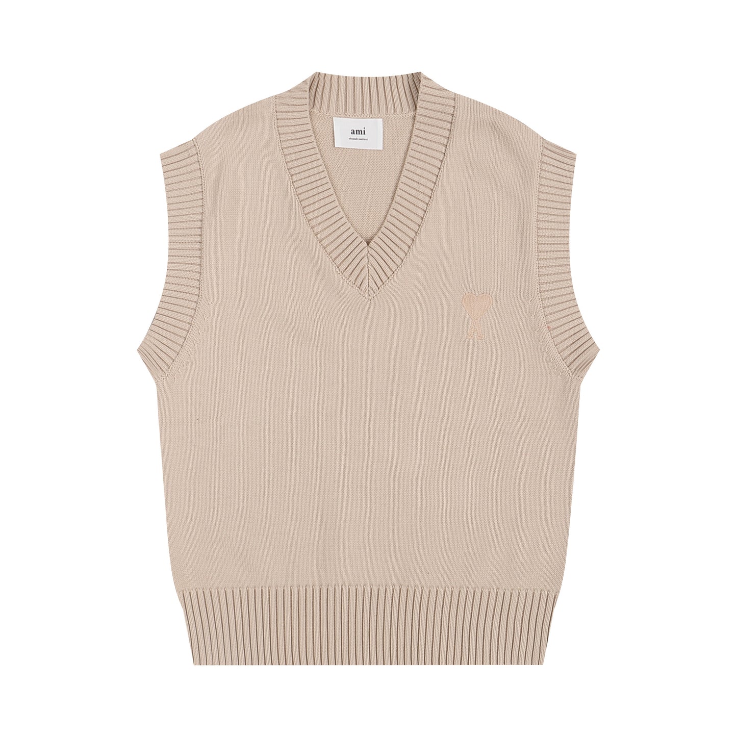 AMI Logo Sleeveless Sweater Brown