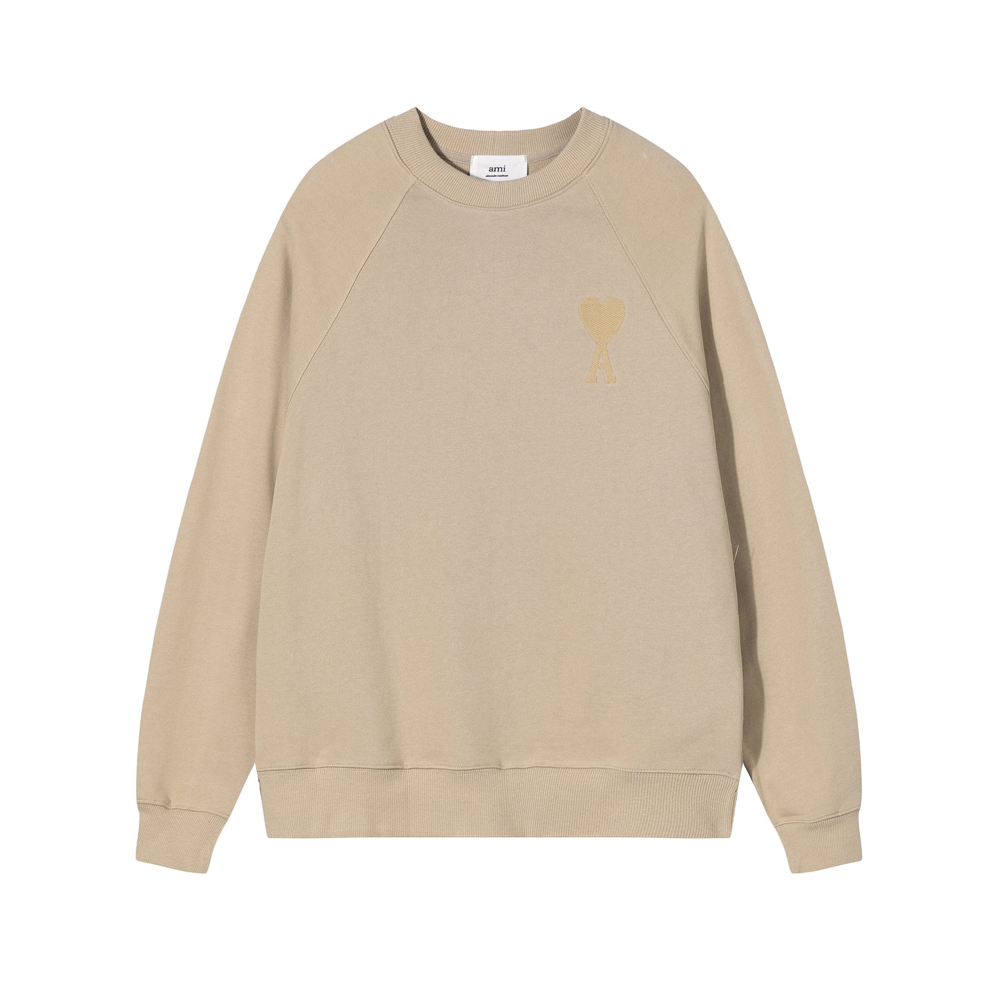 AMI  Solid Color Logo Crewneck Hoodie Brown