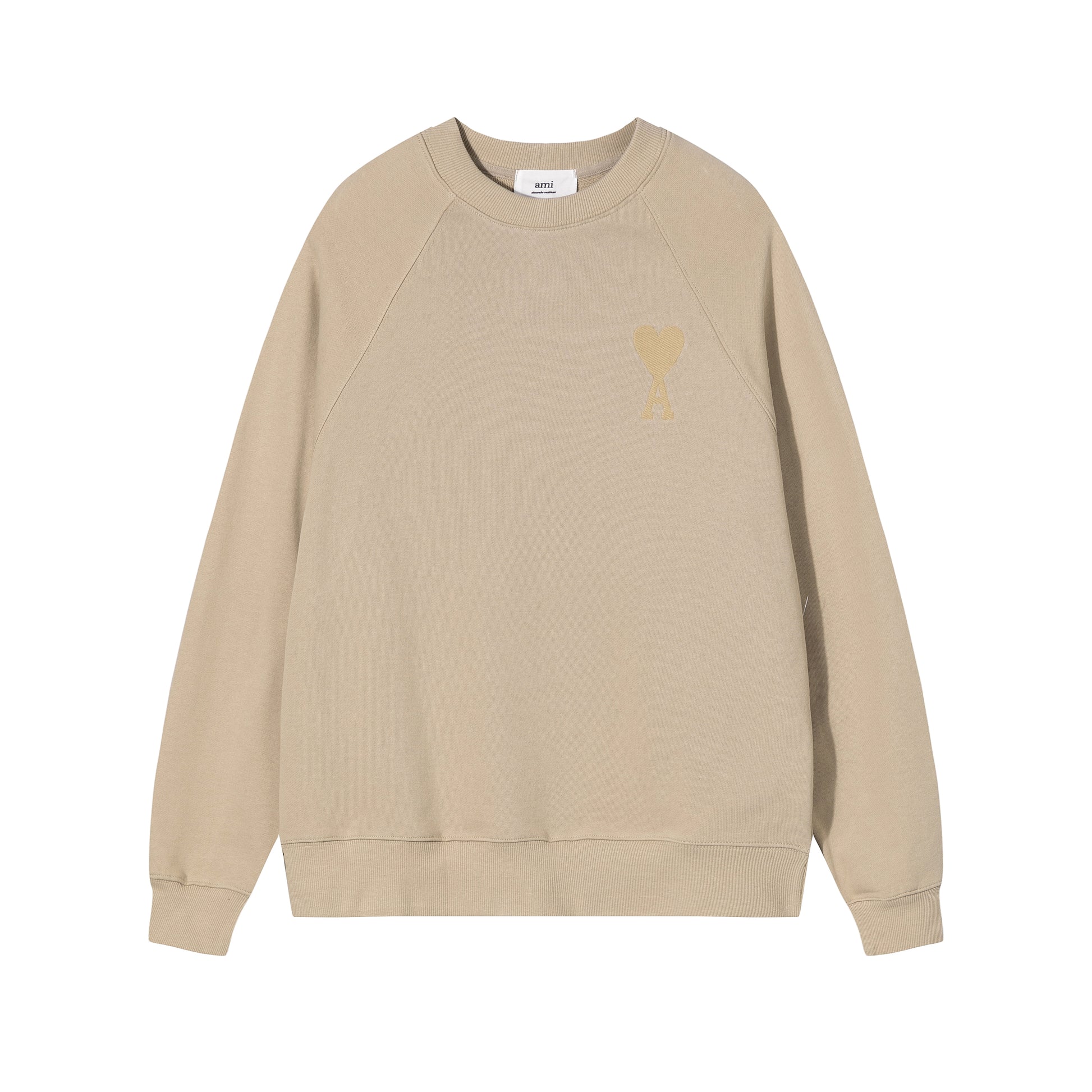 AMI  Solid Color Logo Crewneck Hoodie Brown