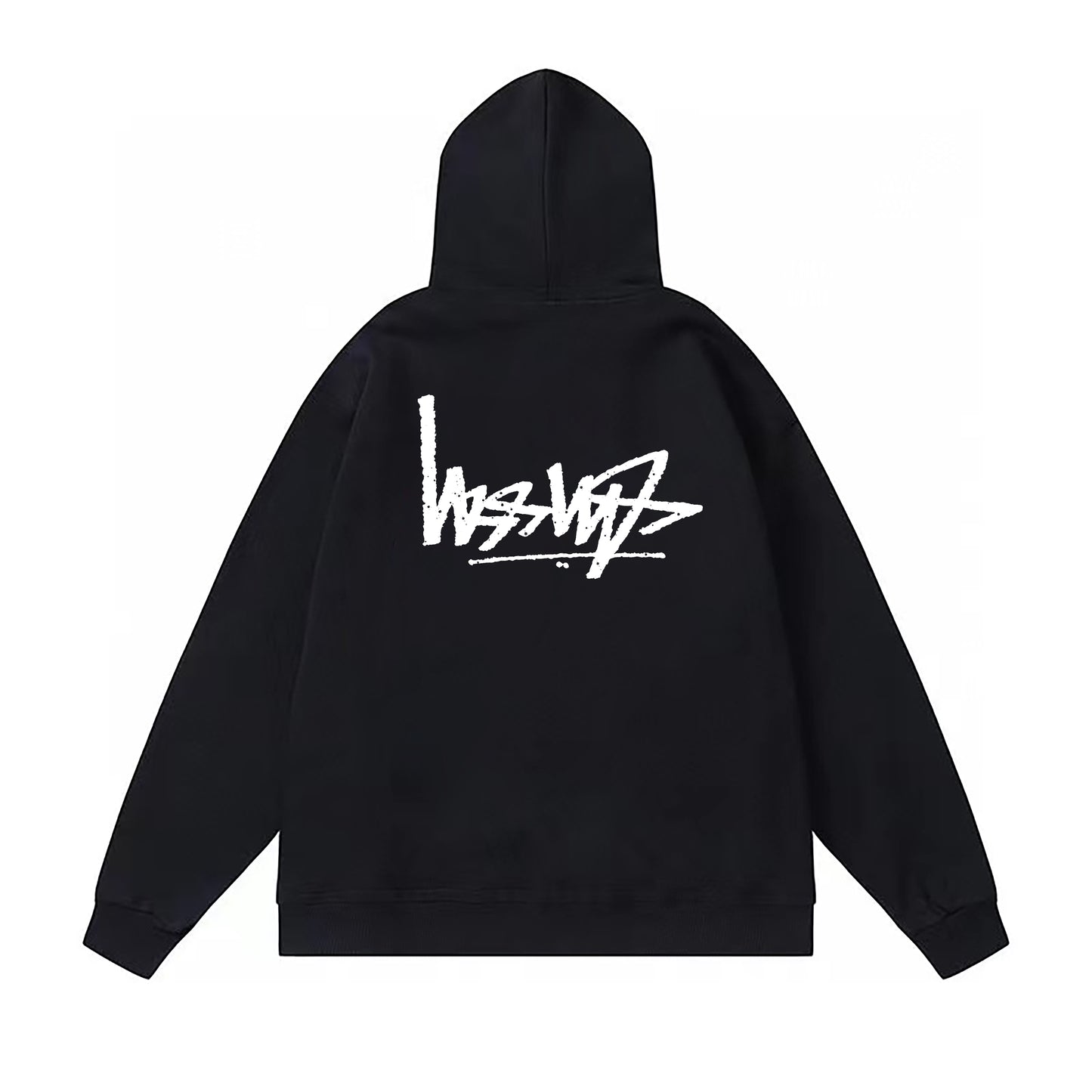 STUSSY REVERSE LOGO PRINT HOODIE BLACK