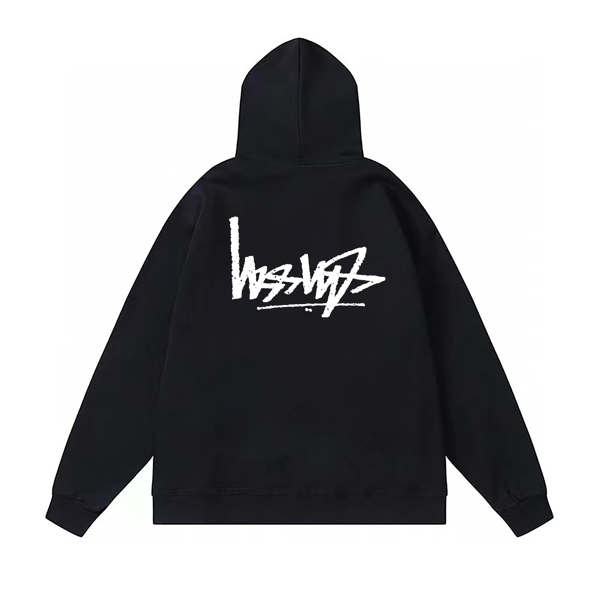 STUSSY REVERSE LOGO PRINT HOODIE BLACK
