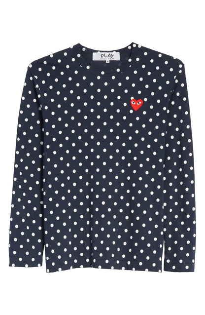 Dot Print Long Sleeve Crewneck T-Shirt