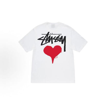 Stussy SS22 Stock Heart Tee - A plain heart patterned crew-neck short-sleeved American retro T-shirt, available for both men and women.