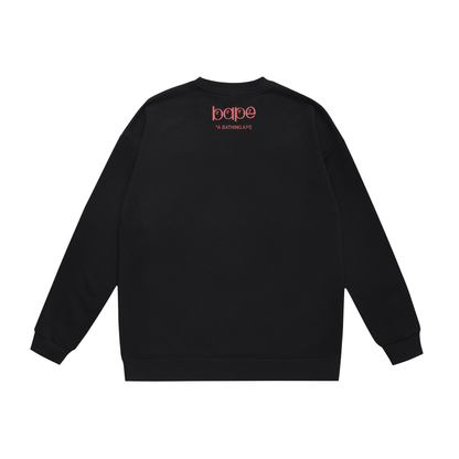 A Bathing Ape Red letter B Print Hoodie Black