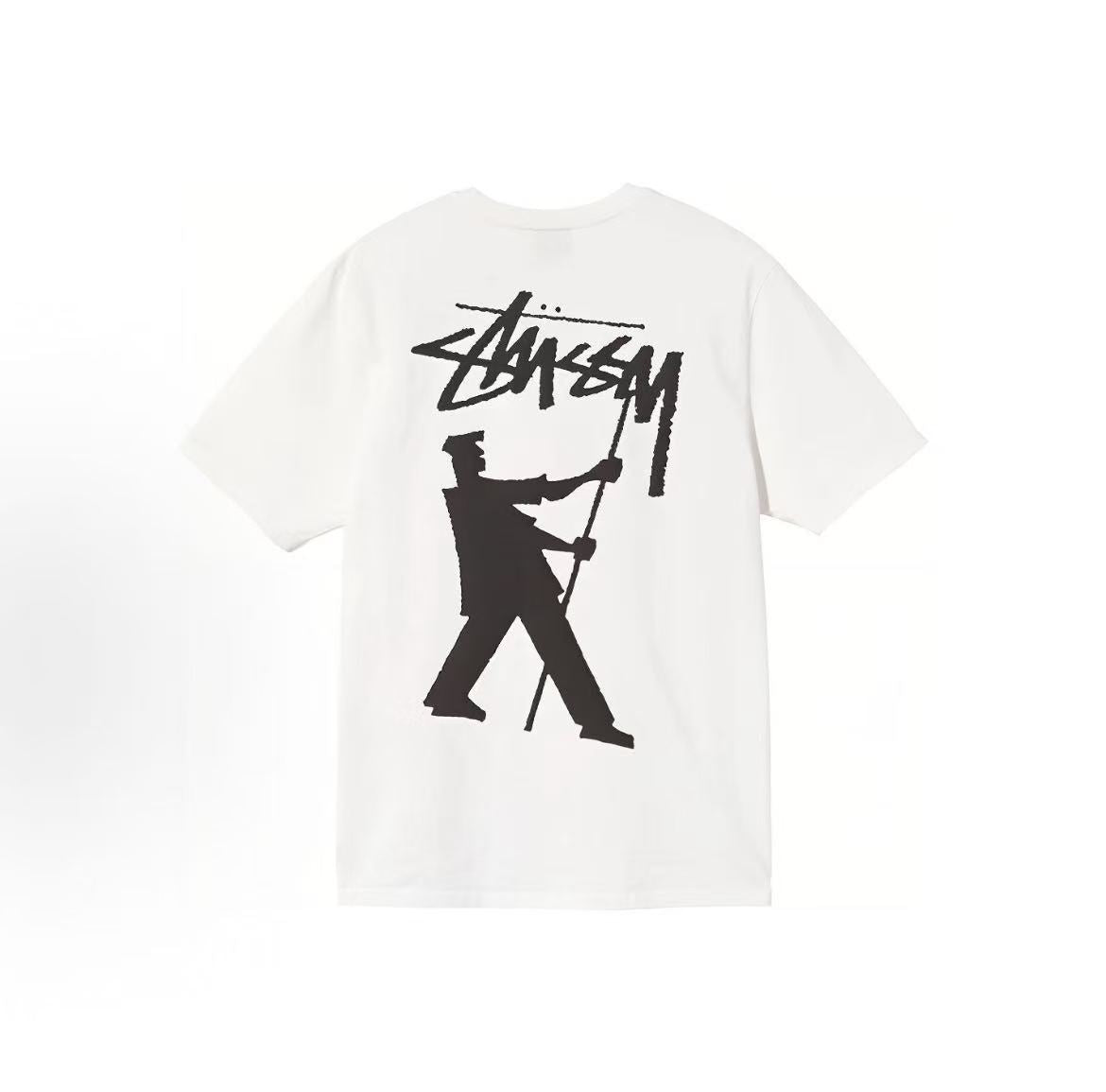 Stussy Cartoon Print Round Neck American Vintage T-Shirt, Unisex Couple's Style