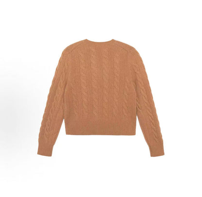 Ralph Lauren FW21 Coarse Twine Pattern Wool Sweater Knitted Blazer Coat Sweater Women's Brown