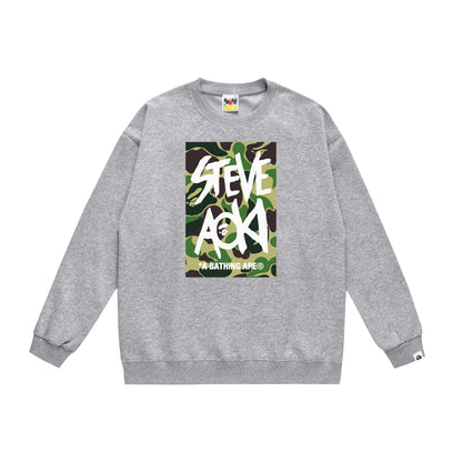 A Bathing Ape Steve Aoki Print Hoodie Grey