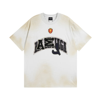 Balenciga logo tee distressed style white