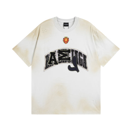 Balenciga logo tee distressed style white