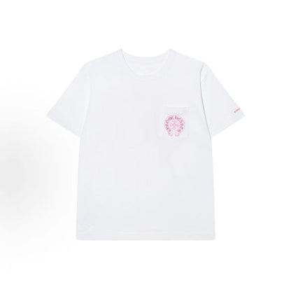 Chrome Hearts Horse Hoof Contrasting Color Logo Printed Round-neck Short-sleeved T-shirt (For Both Men and Women)