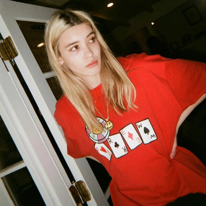 Drew House Chips Short Sleeve Cotton T-Shirt Red