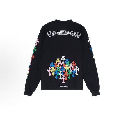Chrome Hearts FW22 Patterned Letter Embroidery Round-neck Long-sleeved T-shirt (Men's and Women's style)