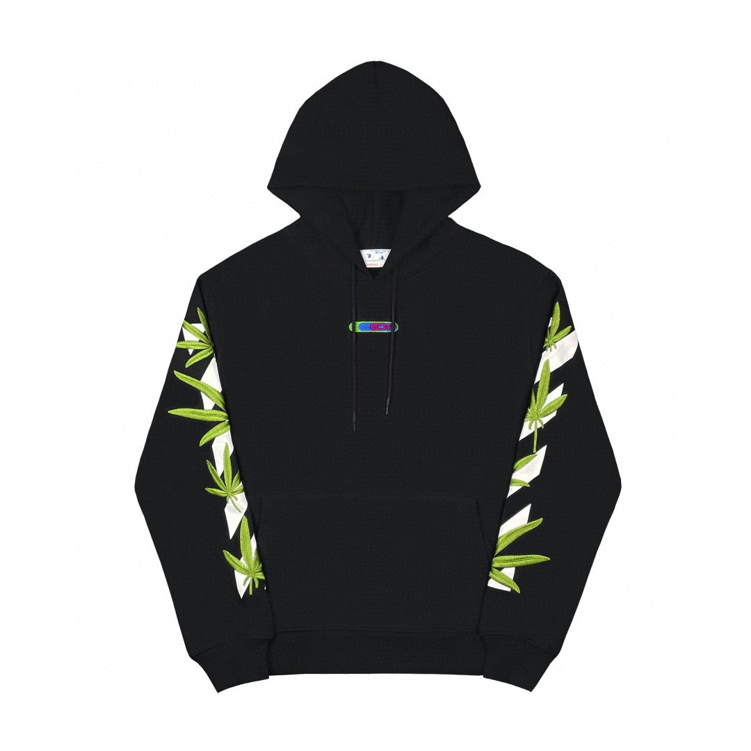 Off-White bamboo arrow print hooded sweater black