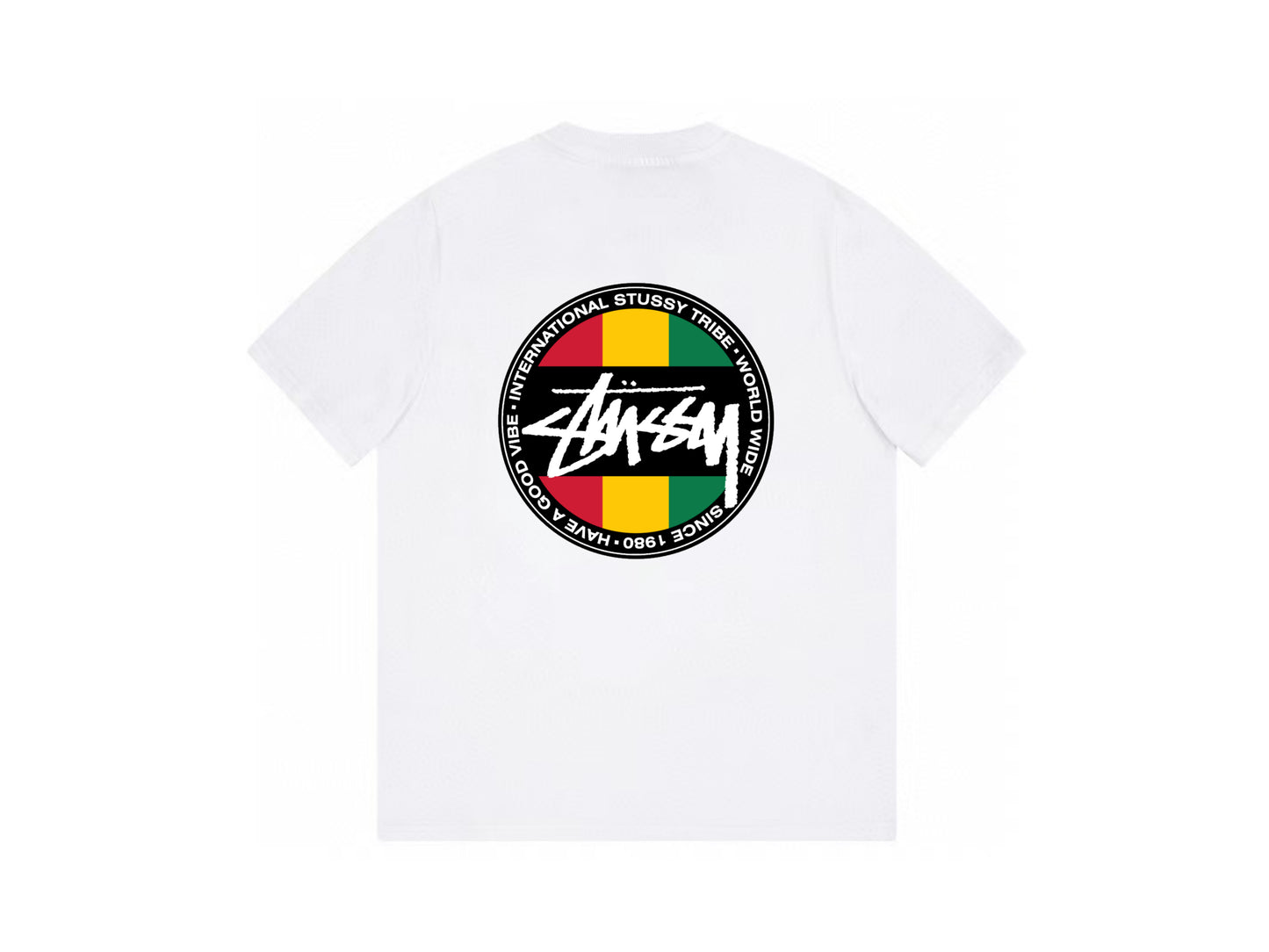 STUSSY GLOBAL TRIBE PRINT TEE  WHITE