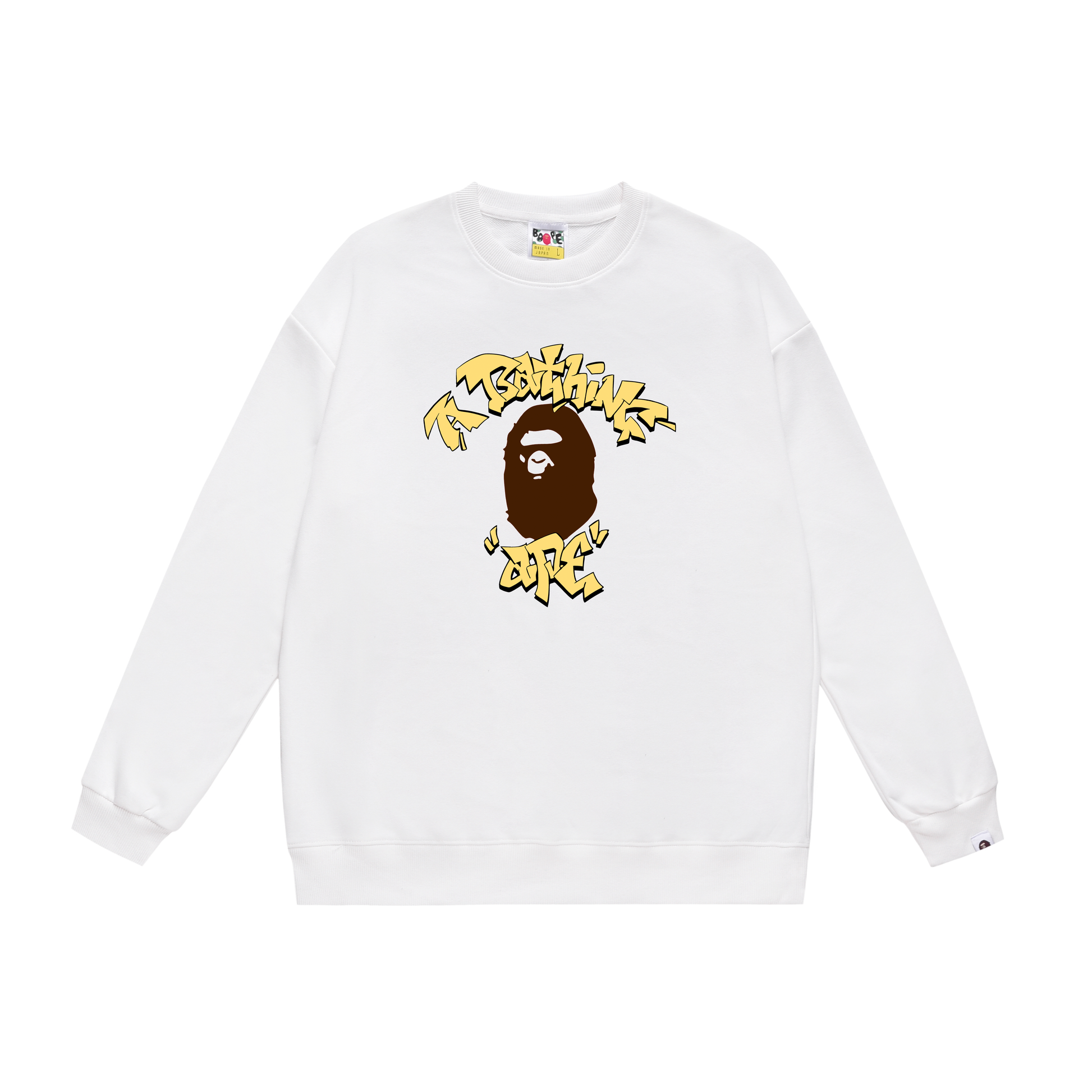A Bathing Ape College Graffiti Letters Print Hoodie White