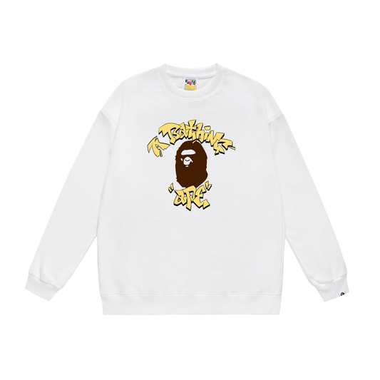 A Bathing Ape College Graffiti Letters Print Hoodie White