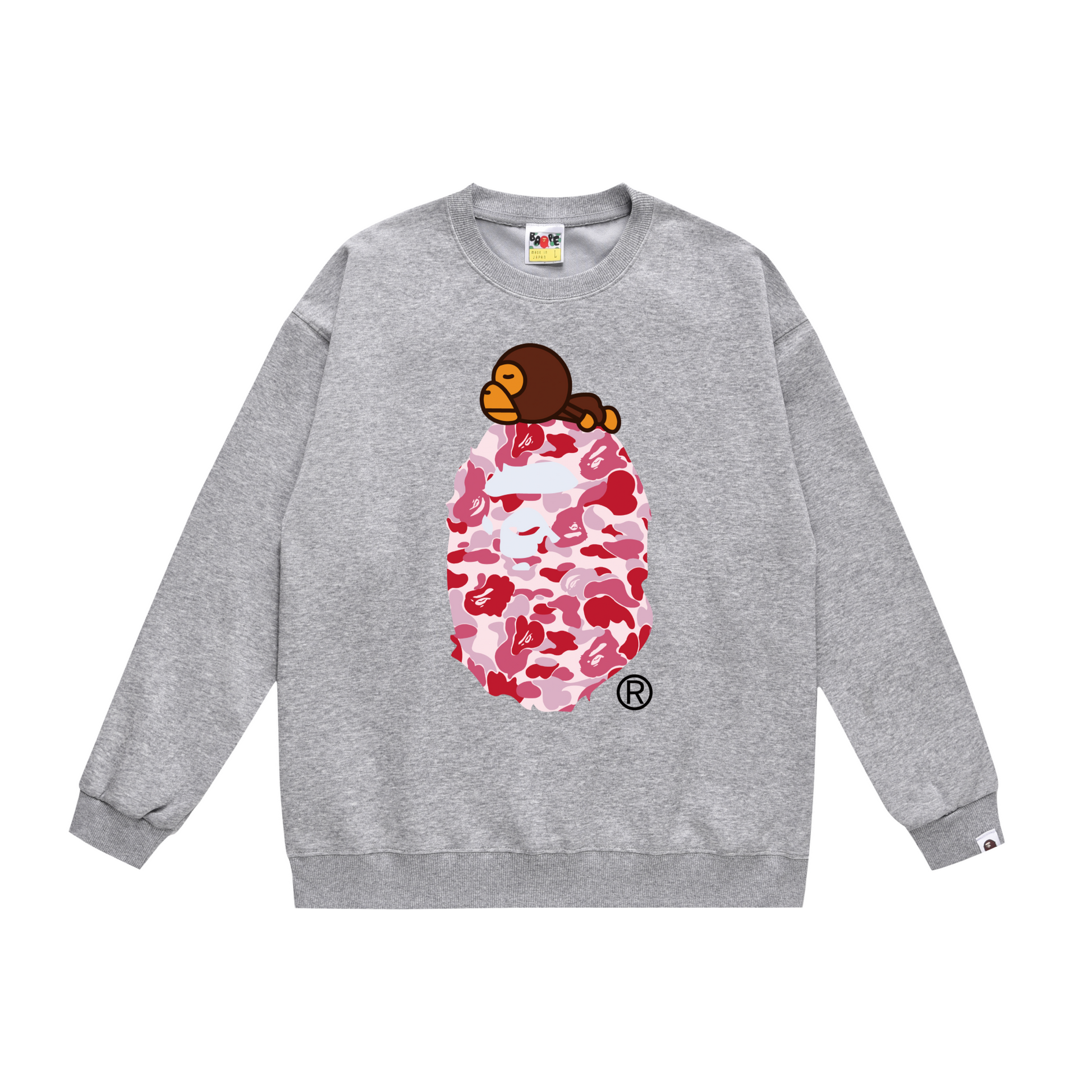 A Bathing Ape Logo Hoodie Grey/Pink
