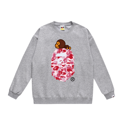 A Bathing Ape Logo Hoodie Grey/Pink