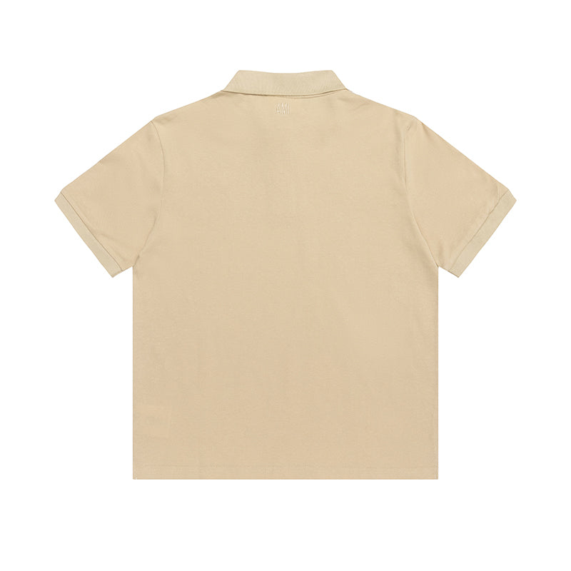 AMI Small Logo Short Sleeve Shirt Brown