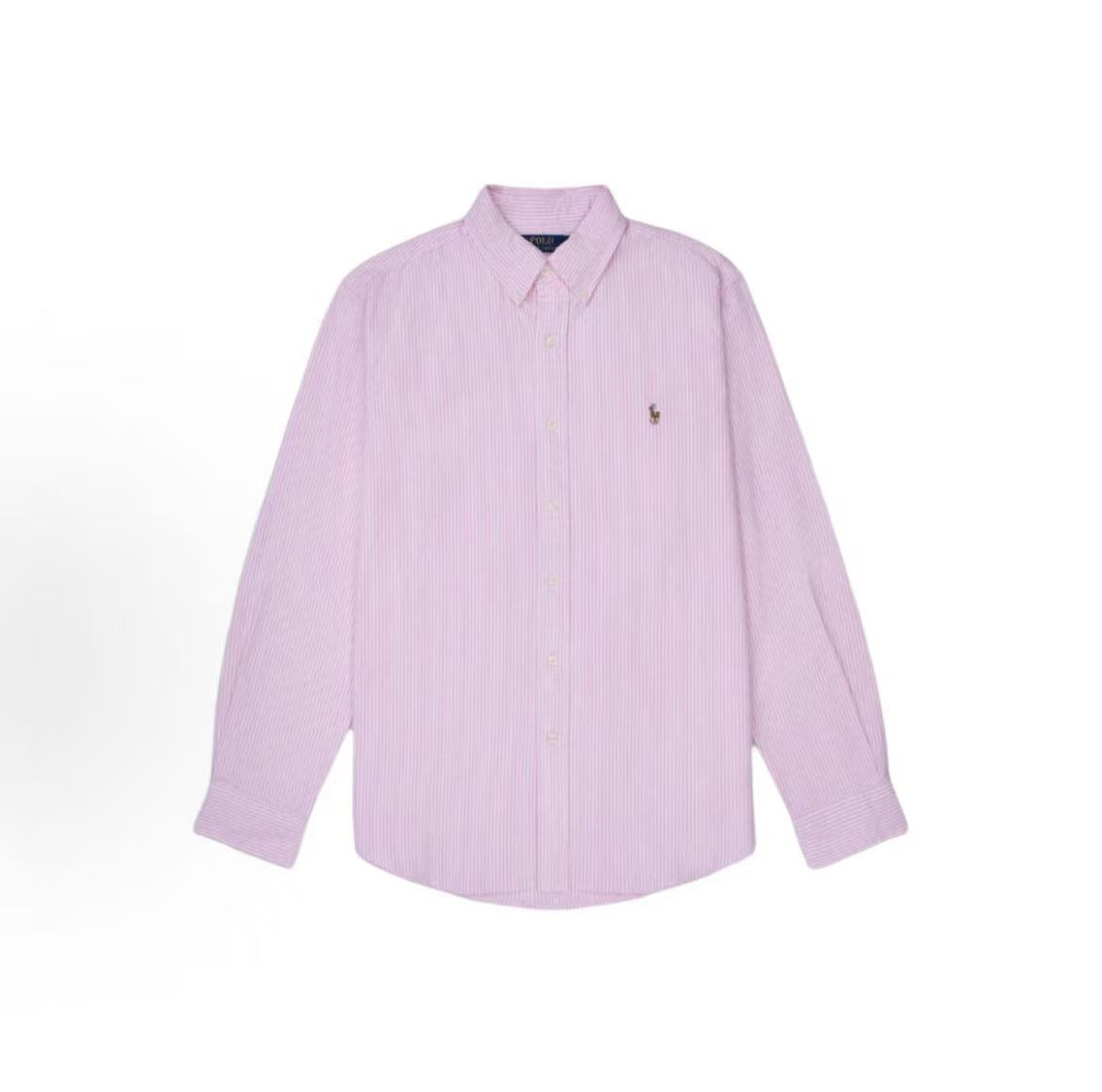 Ralph Lauren Striped Single-Button Long-Sleeved Shirt (For Men and Women) - Pink