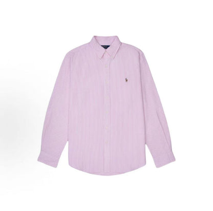 Ralph Lauren Striped Single-Button Long-Sleeved Shirt (For Men and Women) - Pink