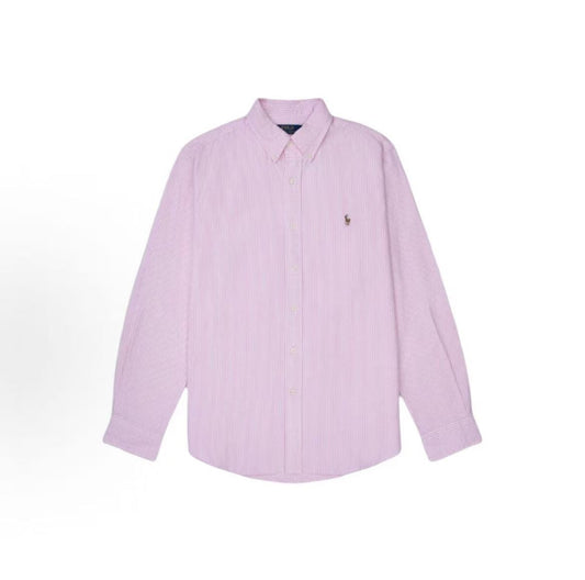 Ralph Lauren Striped Single-Button Long-Sleeved Shirt (For Men and Women) - Pink