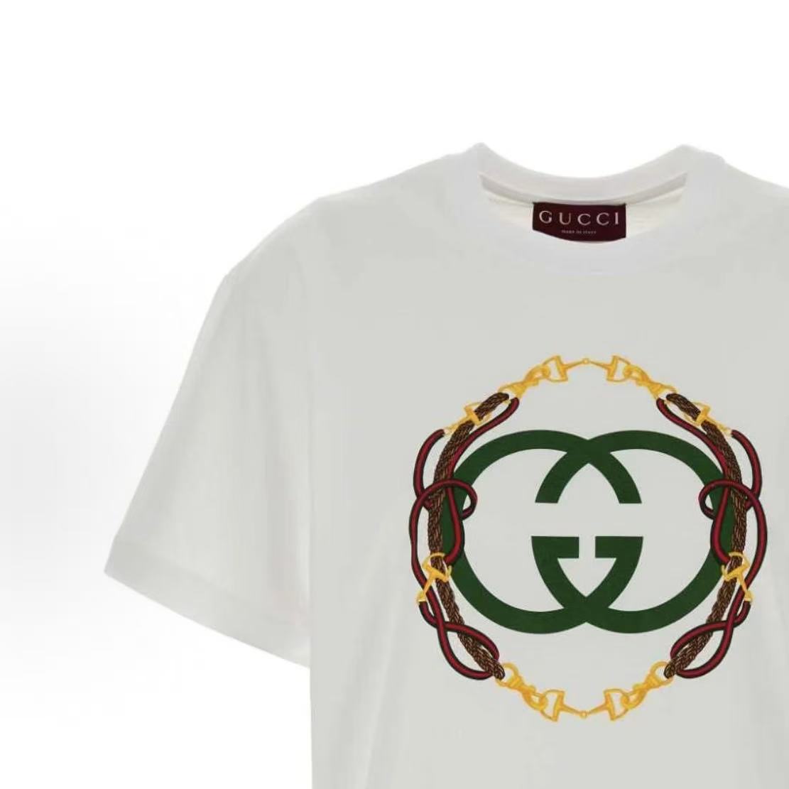 GUCCI: Early Spring Resort Women's Ready-to-Wear Collection - Round-neck Embroidered Print Cotton Knit T-Shirt - Women's Style - SS26