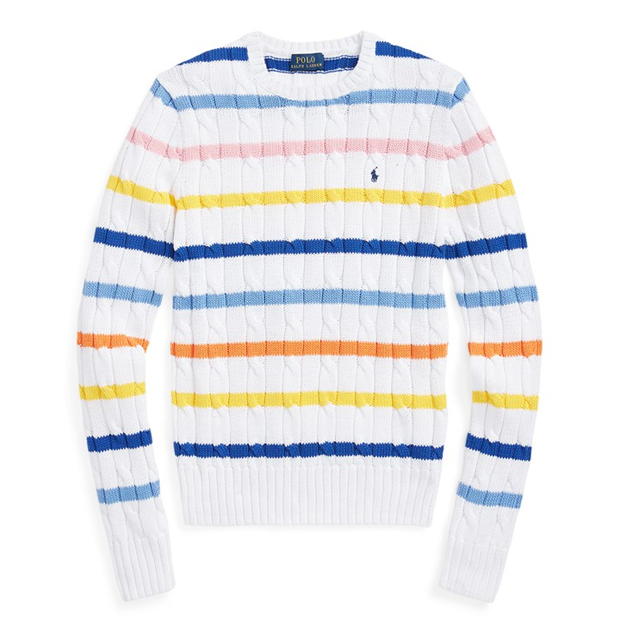 Ralph Lauren Julianna Crewneck Sweater White Multi