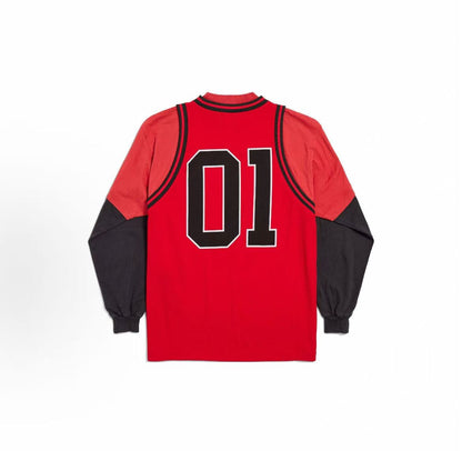 Balenciaga Sportswear SS25 Basketball Collection Logo Letter Print Patch Long-Sleeve T-Shirt Regular Size Men's Red