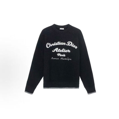 DIOR (Dior) - FallWinter 2022 - Letter Logo Embroidered Wool Long-Sleeve Sweater for Men - Black