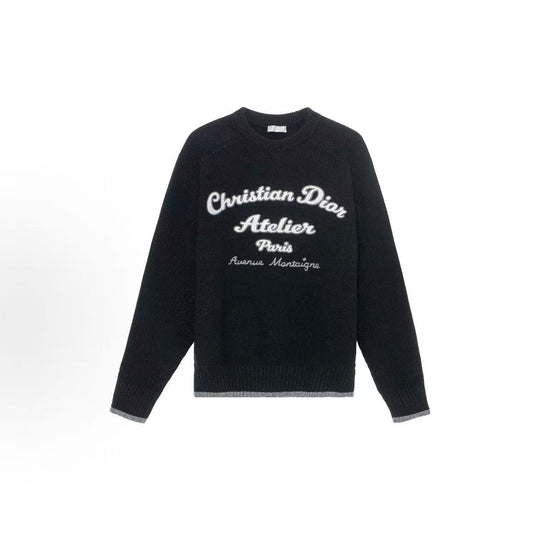 DIOR (Dior) - FallWinter 2022 - Letter Logo Embroidered Wool Long-Sleeve Sweater for Men - Black